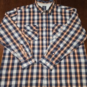 Black Jack Casual Plaid Button-Down Shirt - Blue and Orange